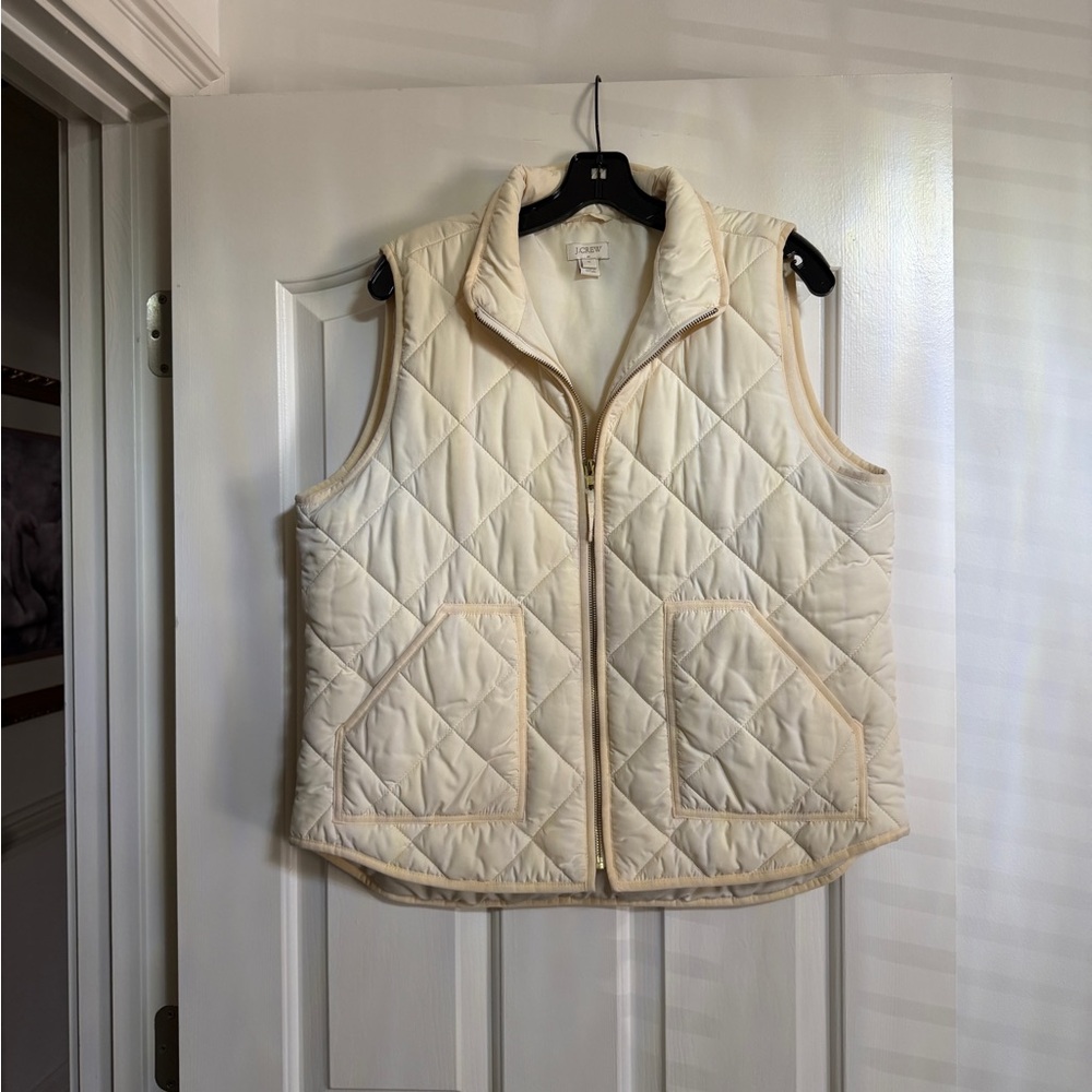 J Crew Women's Cream Quilted Vest